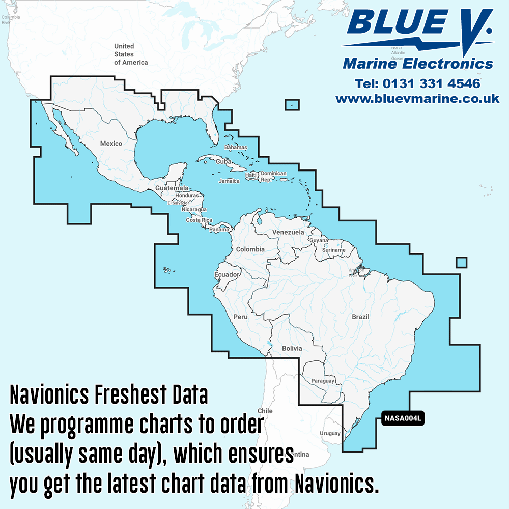 Navionics+ Large Mexico, Caribbean to Brazil Chart NASA004L